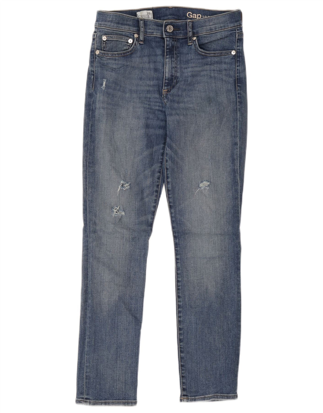 Gap Damen Distressed Slim Straight Jeans W28 L28 Blaue Baumwolle
