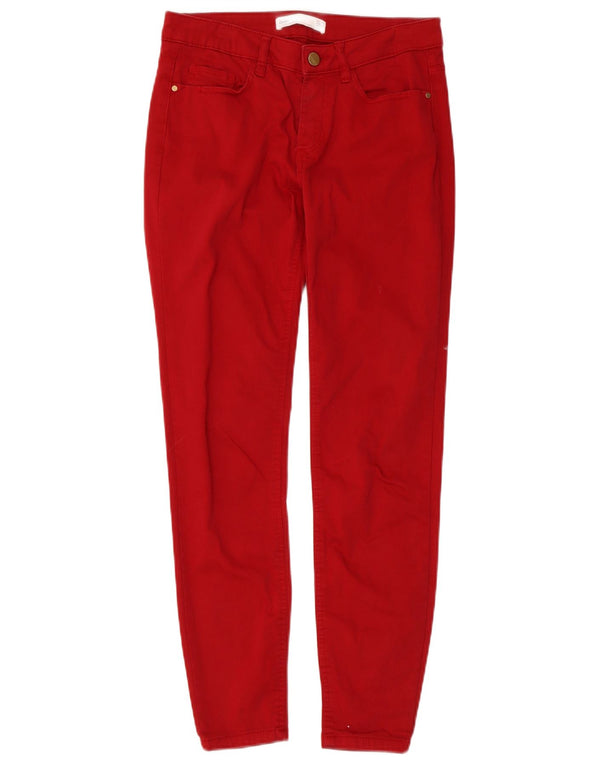 Zara Womens Slim Casual Trousers EU 36 XS W26 L27 Red