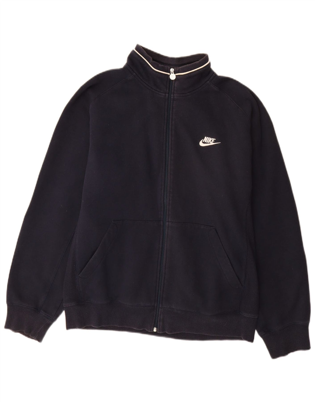 Nike Herren-Trainingsanzugoberteil, UK-Größe 38/40, mittelmarineblaue Baumwolle