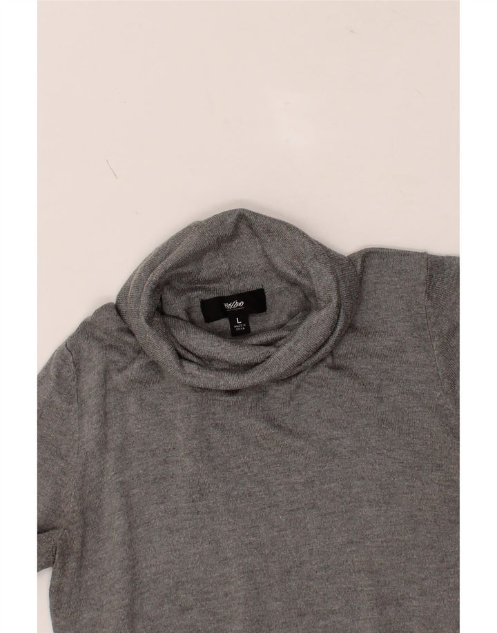 MOSSIMO Womens Roll Neck Jumper Sweater UK 14 Large Grey Nylon Vintage Mossimo and Second-Hand Mossimo from Messina Hembry 