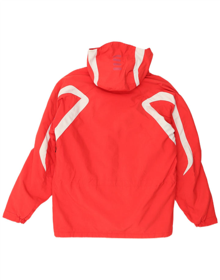 Fila Herren-Skijacke mit Kapuze, UK 38, mittelrotes Colourblock-Nylon