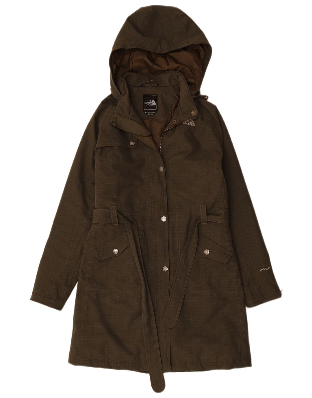 THE NORTH FACE Damen-Windjacke mit Kapuze, UK 14, mittelgrün kariert