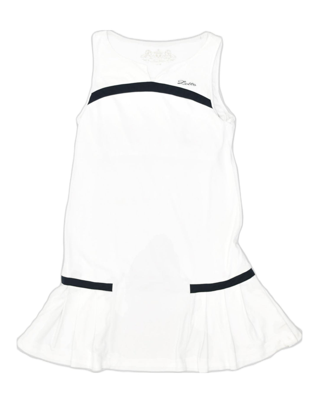 LOTTO Womens A-Line Dress UK 12 Medium White Polyester | Vintage Lotto | Thrift | Second-Hand Lotto | Used Clothing | Messina Hembry 