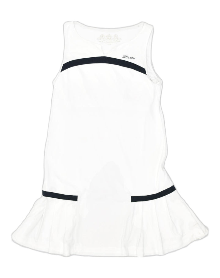 LOTTO Womens A-Line Dress UK 12 Medium White Polyester | Vintage Lotto | Thrift | Second-Hand Lotto | Used Clothing | Messina Hembry 