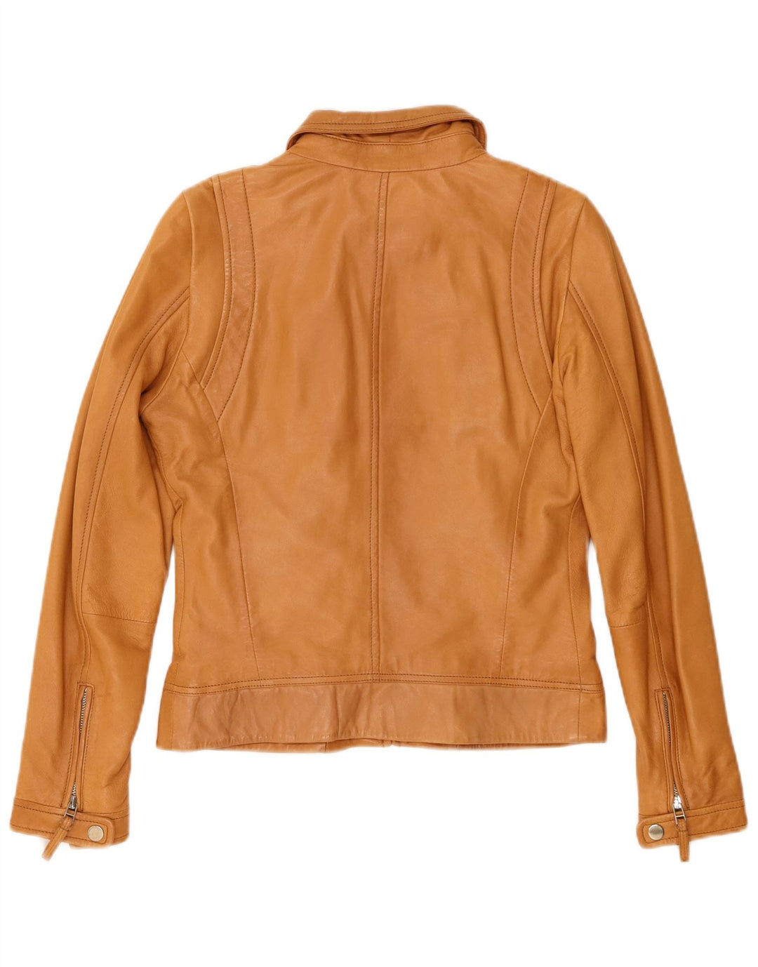 Massimo Dutti Damen Crop Lederjacke UK 12 Medium Beige Schaffell