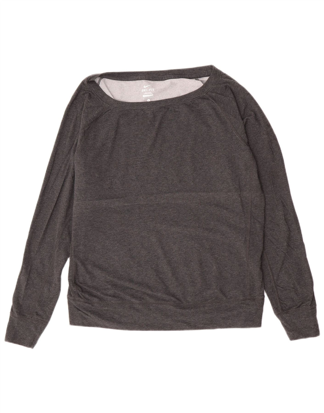 Nike Damen Dri Fit Top Langarm UK 16 Large Grau geflecktes Polyester