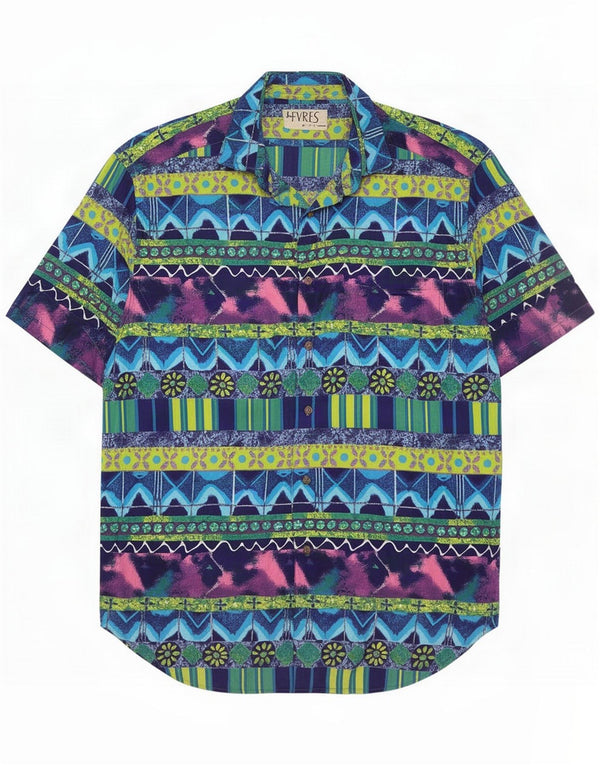 Sevres Mens Short Sleeve Shirt Medium Multicoloured Geometric