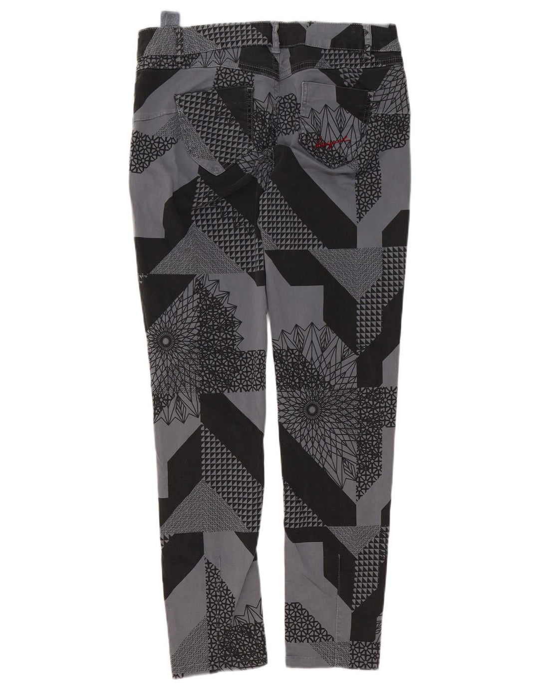 Desigual Damen Slim Freizeithose W32 L29 Graue Patchwork-Baumwolle