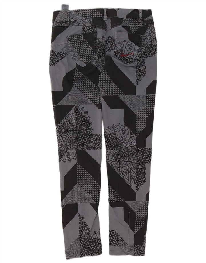 Desigual Damen Slim Freizeithose W32 L29 Graue Patchwork-Baumwolle