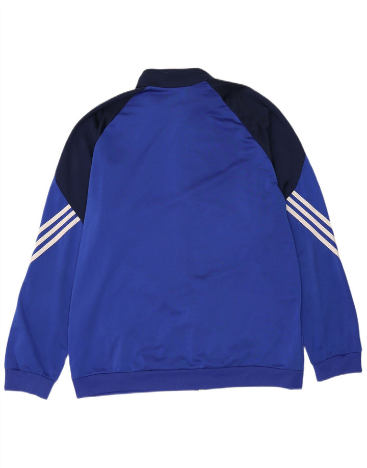 Adidas Herren-Trainingsanzug-Top-Jacke XL, blaues Colourblock-Polyester