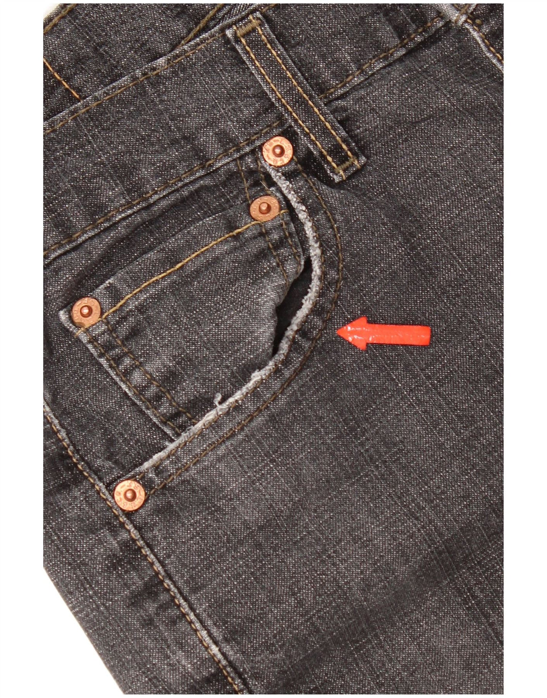 Levi's Damen 505 Distressed Straight Jeans US 6 Medium W30 L32 Grau