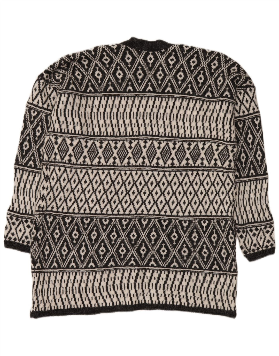 Offener Damen-Cardigan von M&CO, UK 14, mittelgraues Argyle/Diamant-Acryl