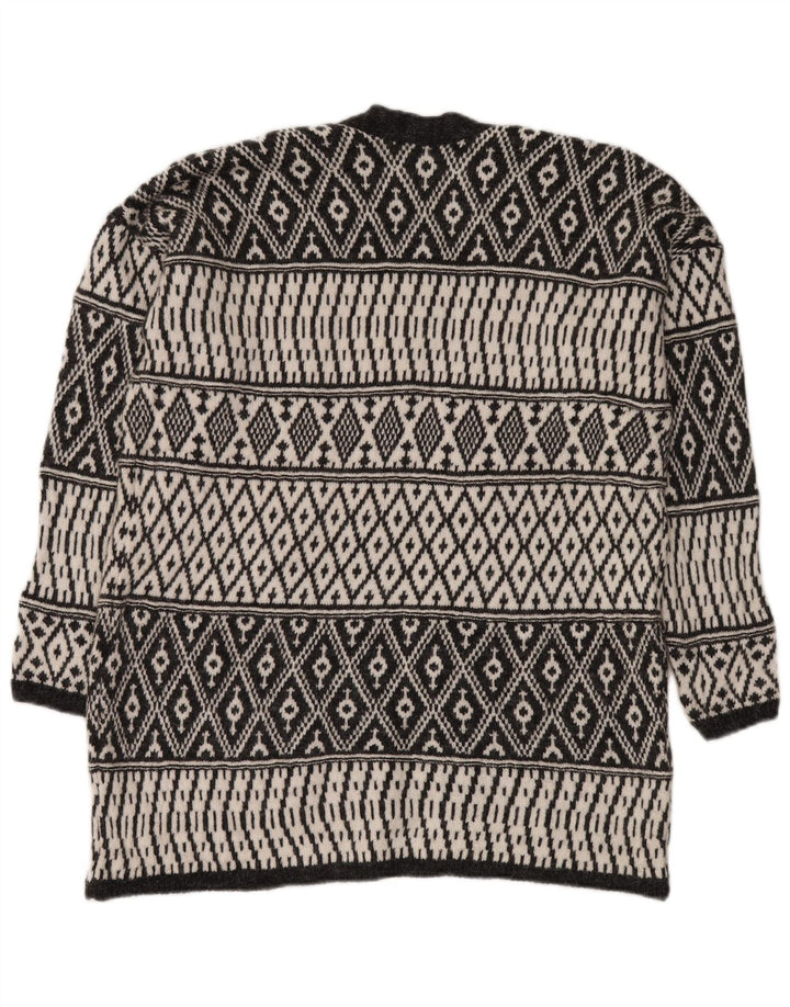 Offener Damen-Cardigan von M&CO, UK 14, mittelgraues Argyle/Diamant-Acryl