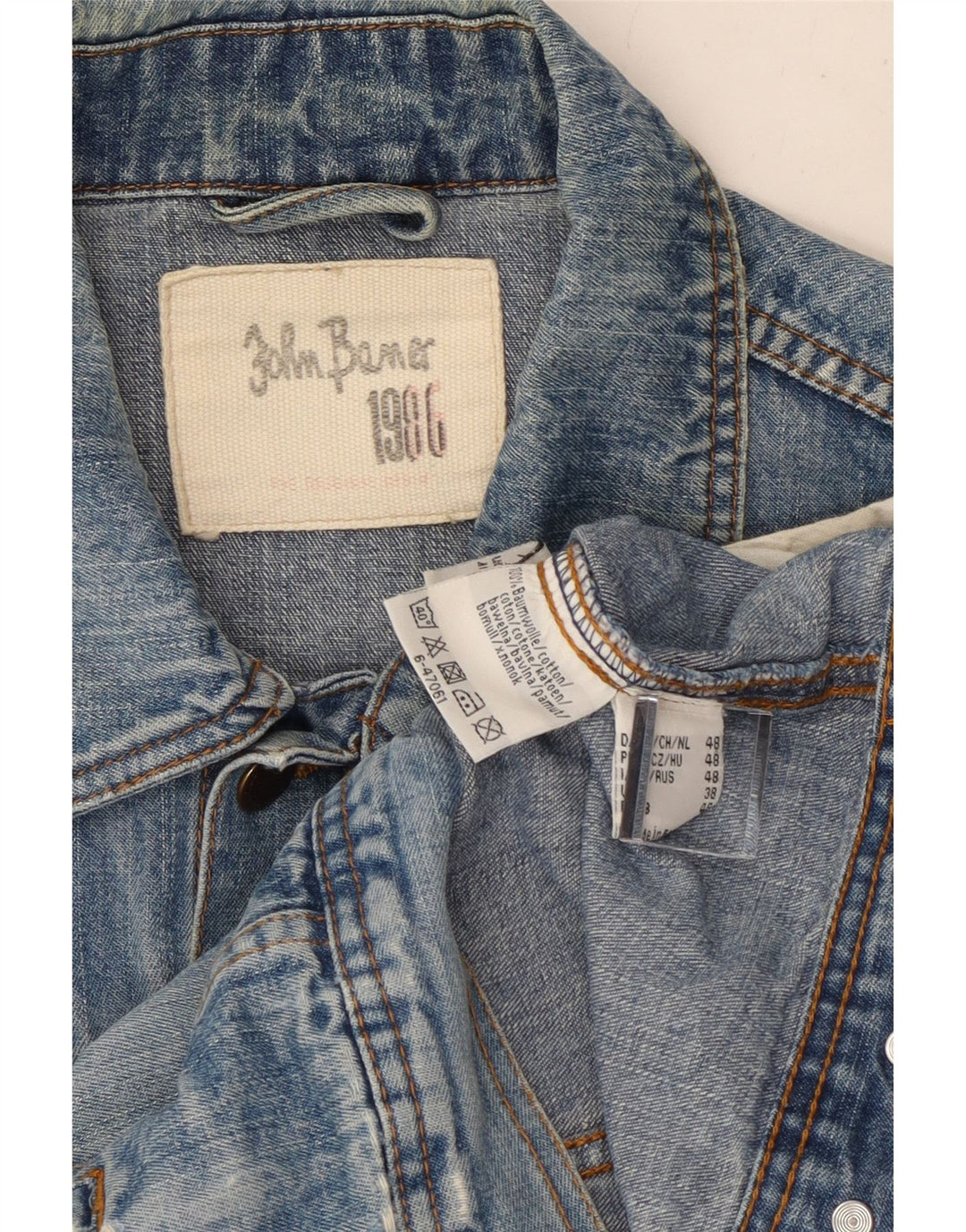 John Baner Herren Jeansjacke UK 38 Mittelblaue Baumwolle