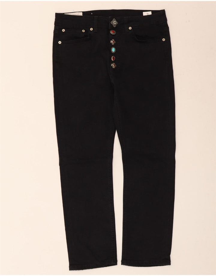 Dondup Damen-Cropped-Jeans W27 L25 aus schwarzer Baumwolle
