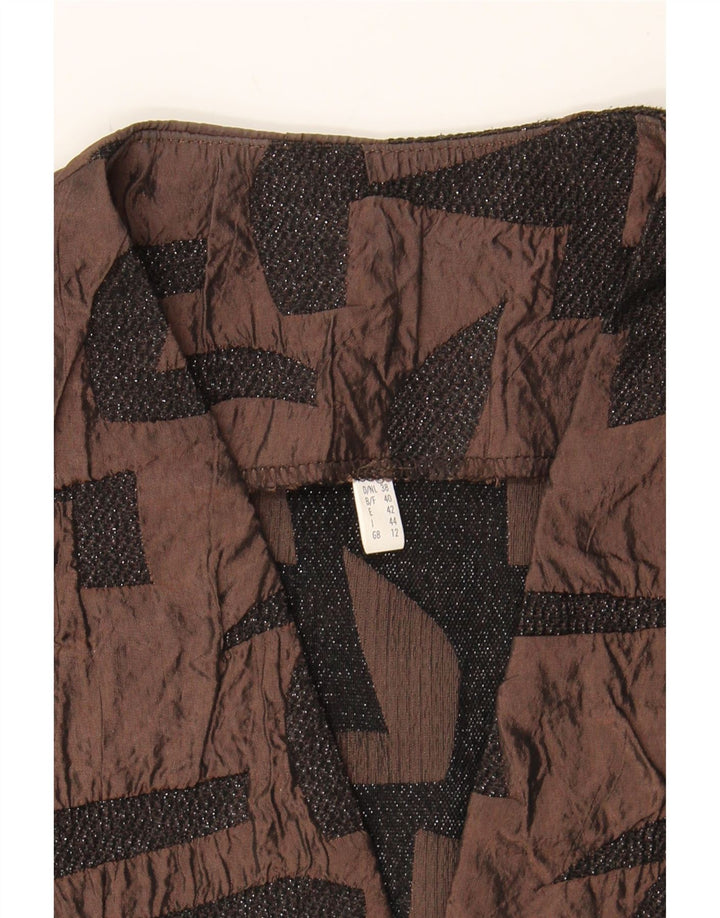 VINTAGE Womens Abstract Pattern 3 Button Blazer Jacket UK 12 Medium Brown Vintage Vintage and Second-Hand Vintage from Messina Hembry 