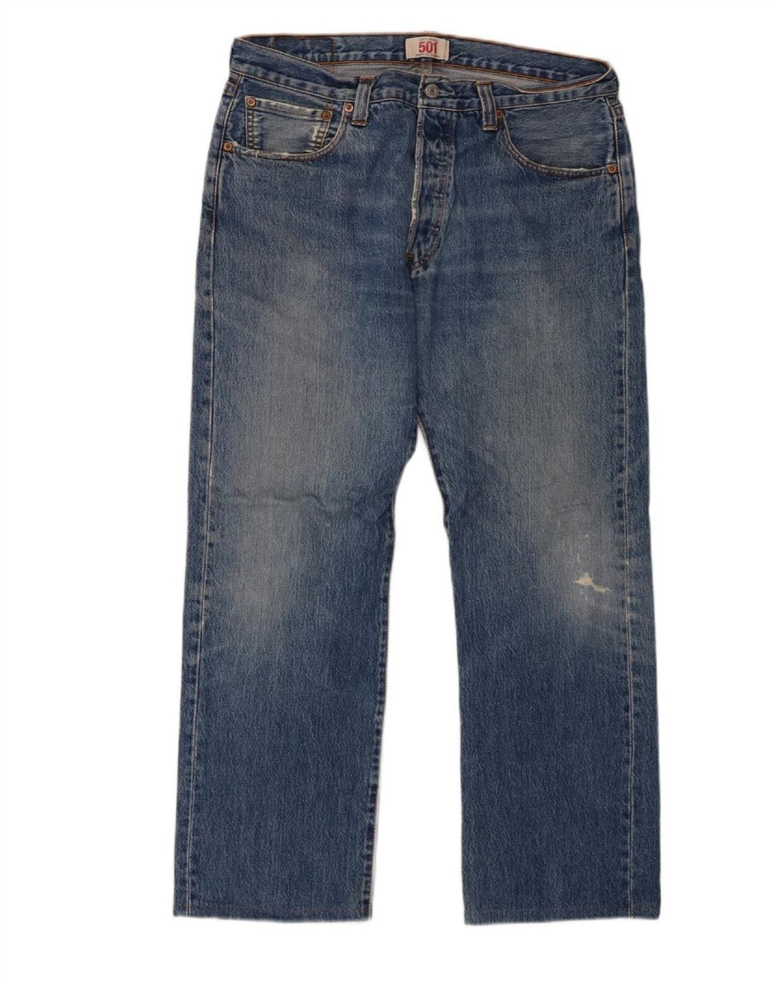 LEVI'S Mens 501 Straight Jeans W34 L28 Blue Cotton