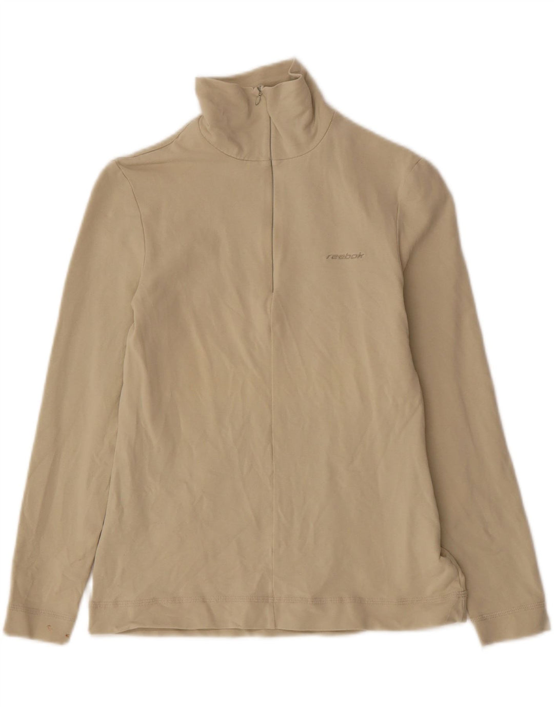REEBOK Womens Zip Neck Top Long Sleeve UK 8 Small Beige Cotton Vintage Reebok and Second-Hand Reebok from Messina Hembry 