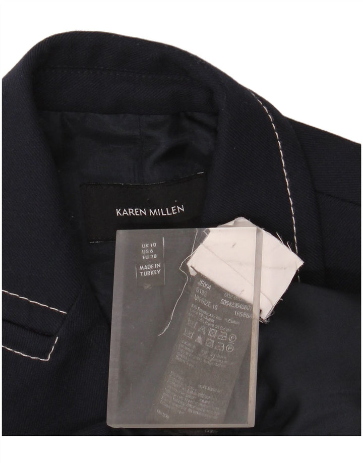 KAREN MILLEN Damen Zweireihige Blazerjacke UK 10 Small Marineblau
