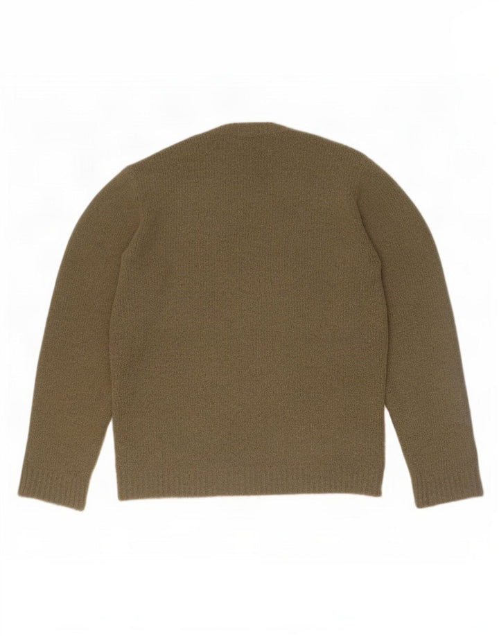 Zara Herren-Pullover mit Rundhalsausschnitt, mittelgroßes Khaki-Acryl