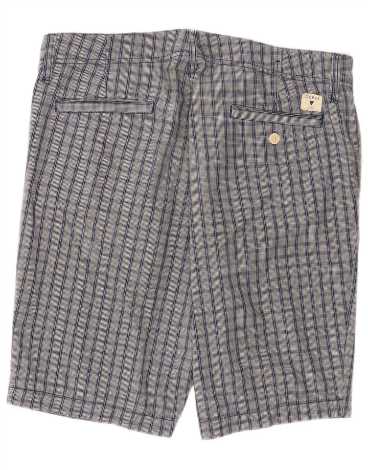 Guess Herren-Chinoshorts W34, groß, blau kariert, Baumwolle