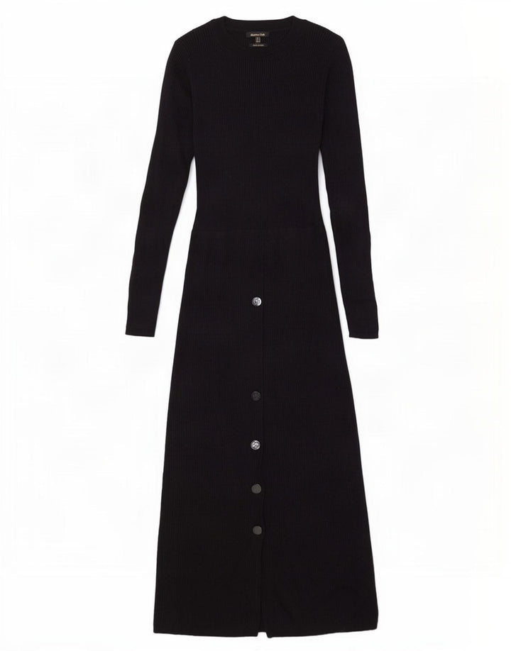 Massimo Dutti Damen Langarm-Pulloverkleid UK 8 Small Schwarze Wolle