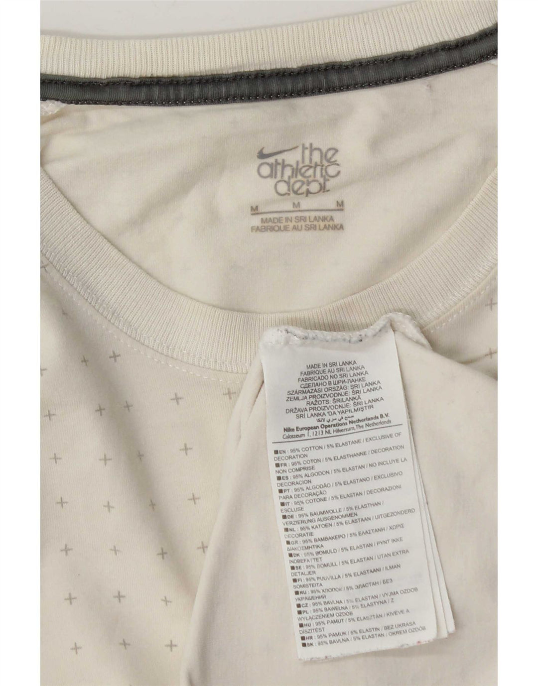 Nike Herren-T-Shirt-Oberteil aus mittelweißer, gepunkteter Baumwolle