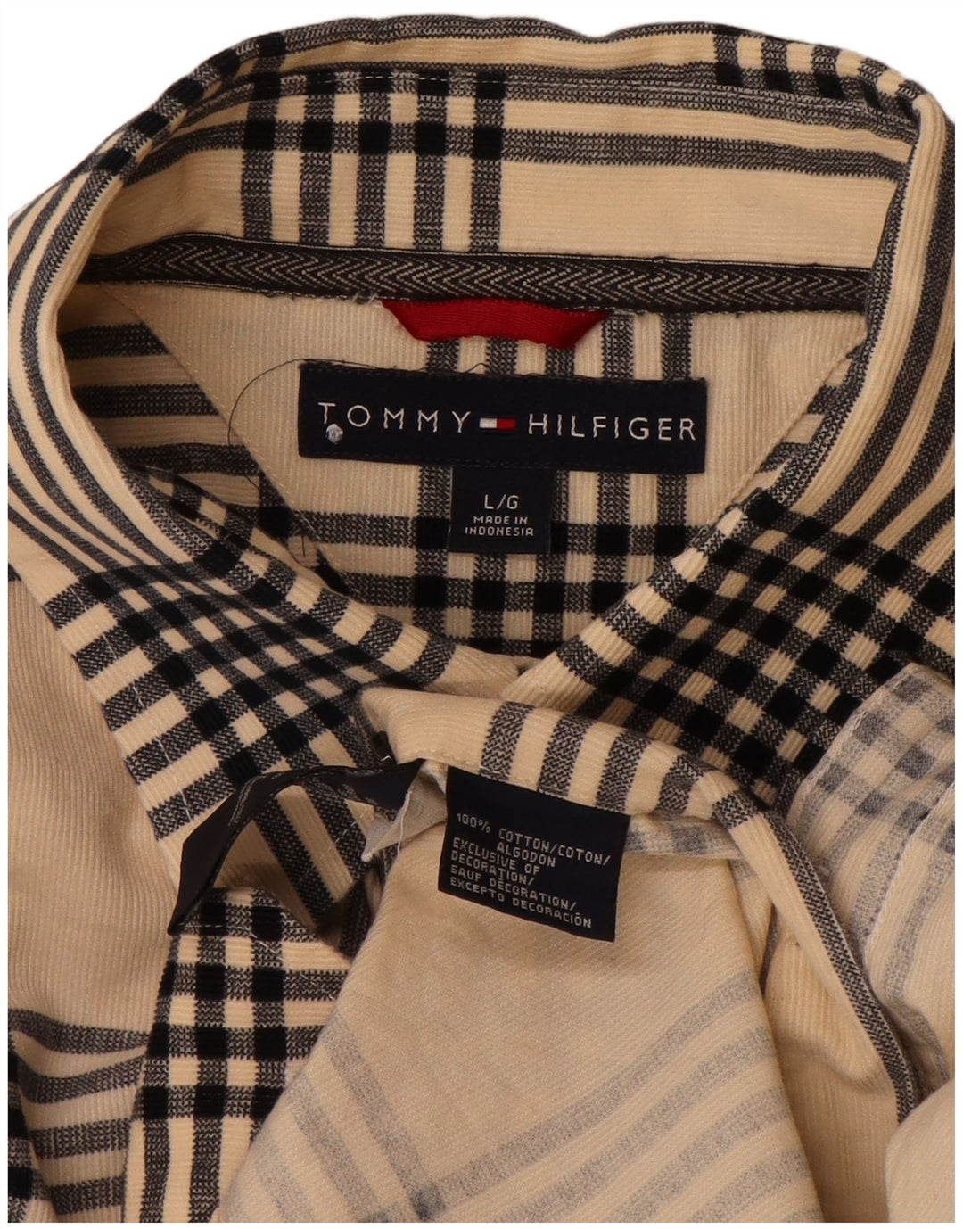 TOMMY HILFIGER Herrenhemd Große beige karierte Baumwolle