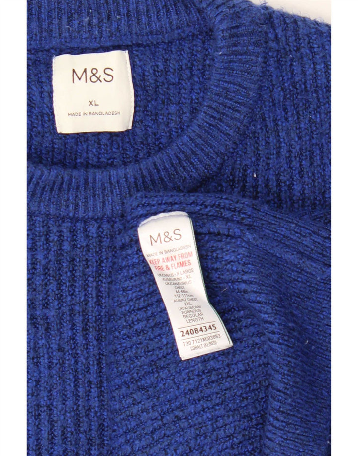Marks & Spencer Damen-Pullover, übergroß, Rundhalsausschnitt, Gr. 18, XL, Blau