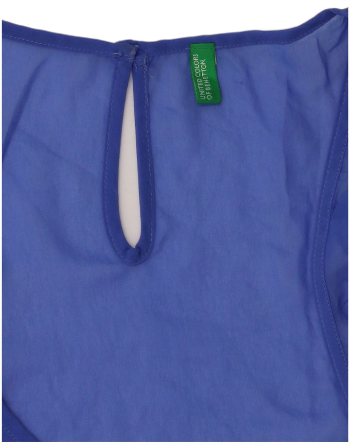 Benetton Ärmelloses Damen-Blusenoberteil, UK-Größe 46, Größe L, Blau