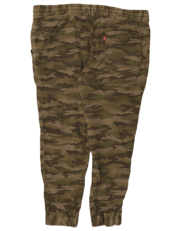 LEVI'S Mens Joggers Cropped Trousers XL W38 L24 Khaki Camouflage Cotton