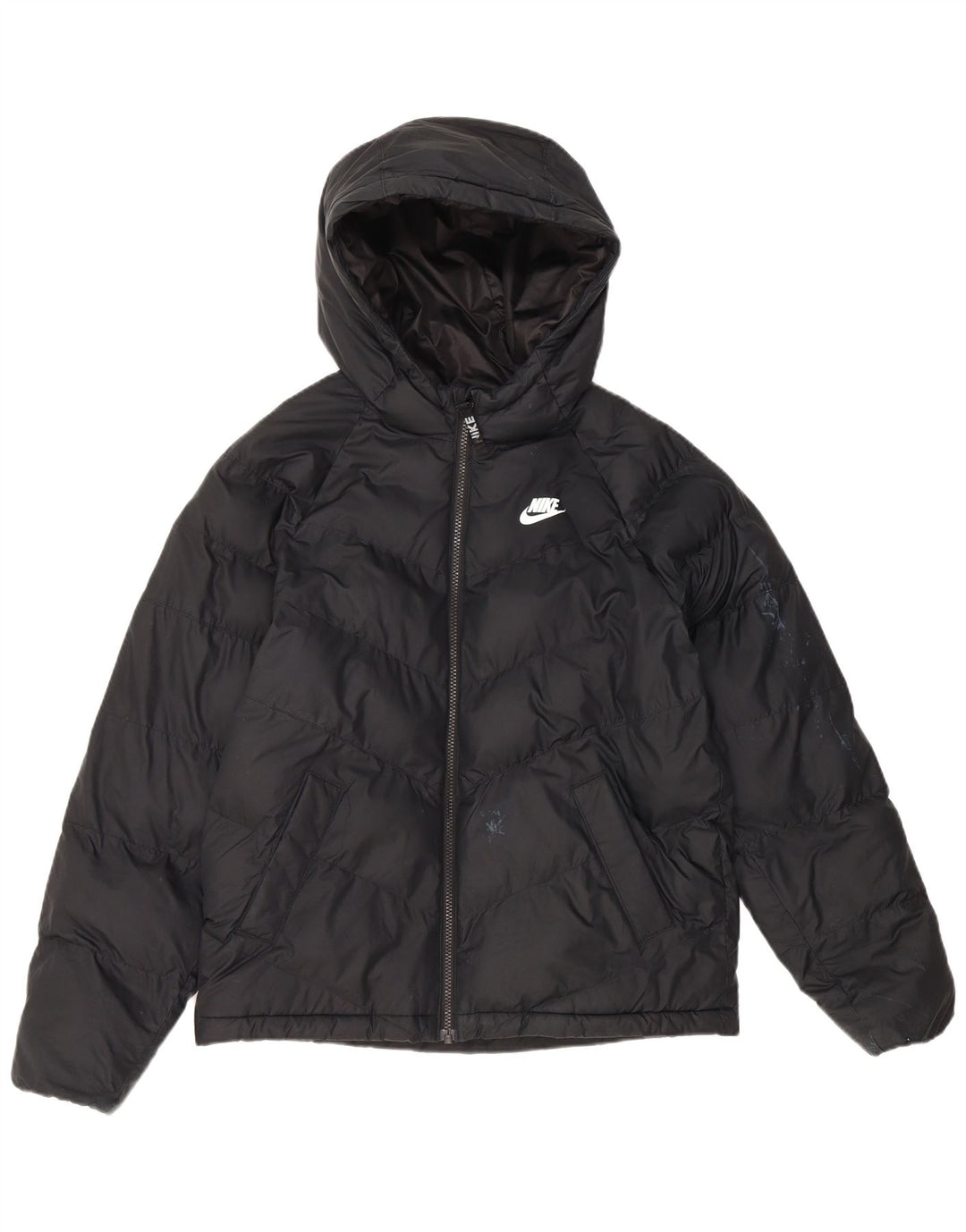 Nike Wattierte Jacke mit Kapuze für Jungen, 13–14 Jahre, XL, schwarzes Polyester