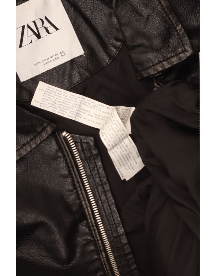 Zara Herren Lederjacke UK 38 Mittelschwarzes Polyurethan