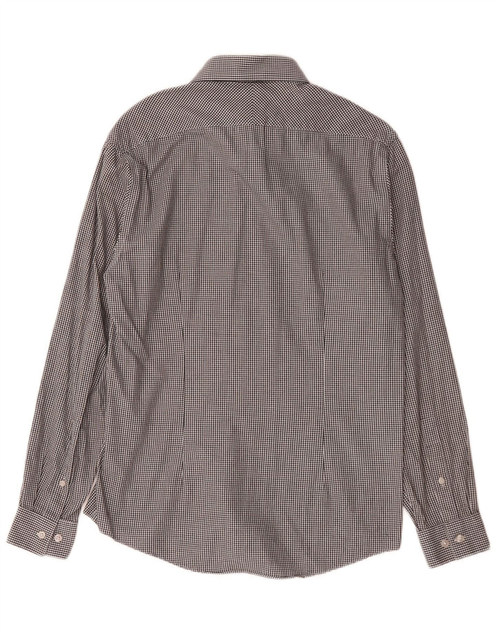 Calvin Klein Herren Slim Fit Hemd Größe 39 15 1/2 Mittelgraues Hahnentrittmuster