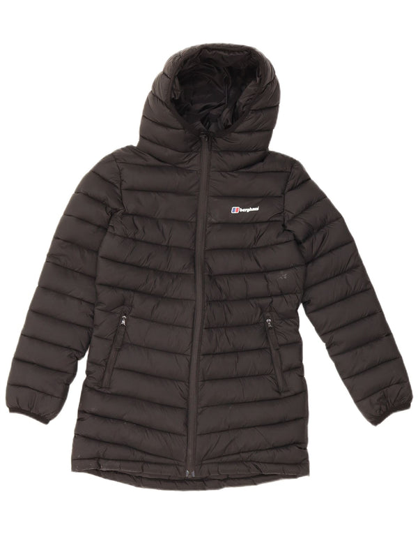 Berghaus Wattierte Jacke mit Kapuze für Mädchen, 9–10 Jahre, schwarzes Polyester