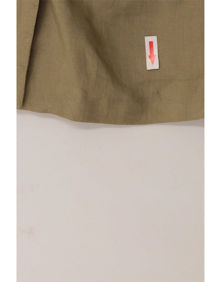 Sportmax Damen Zweireiher-Blazerjacke, UK 12, mittelgrünes Leinen
