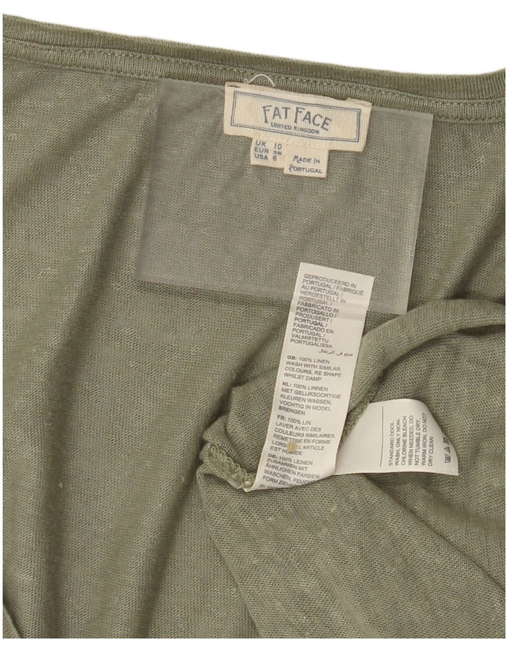 FAT FACE Womens Oversized T-Shirt Top UK 10 Small  Khaki Linen