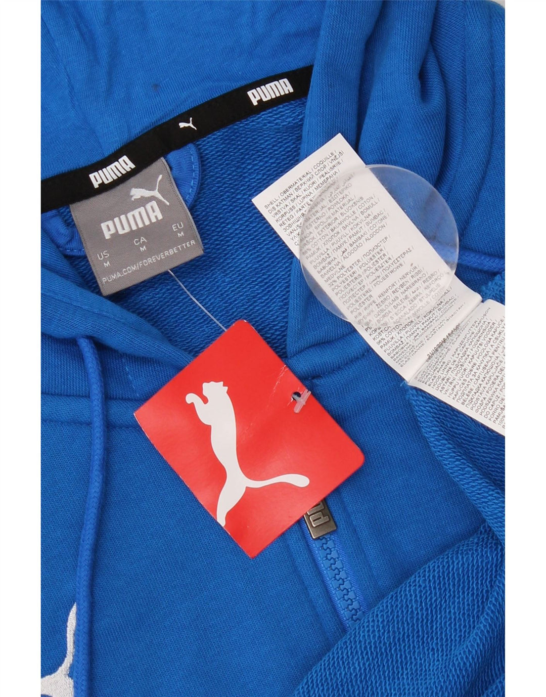 Puma Herren-Kapuzenpullover mit Reißverschluss, mittelblaue Baumwolle