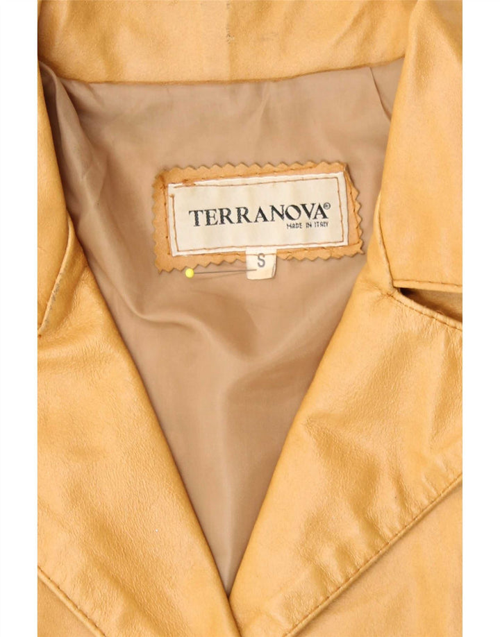 Terranova Damen Ledermantel UK 10 Small Beige Leder