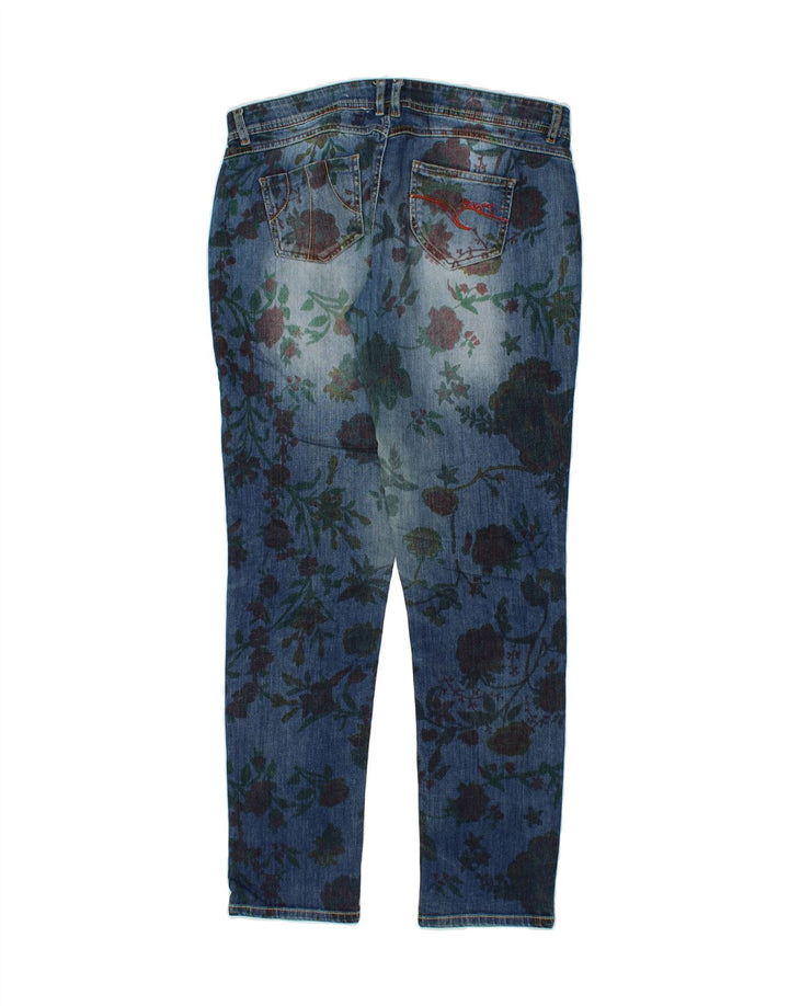 DESIGUAL Damen Skinny Jeans W32 L32 Blau geblümtes Polyester