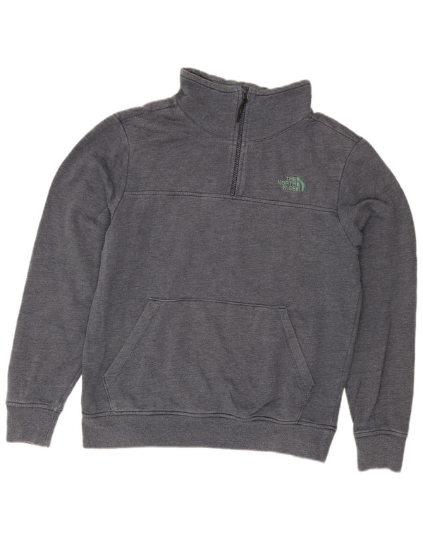 The North Face Mens Zip Neck Sweatshirt Jumper Medium Grey Cotton