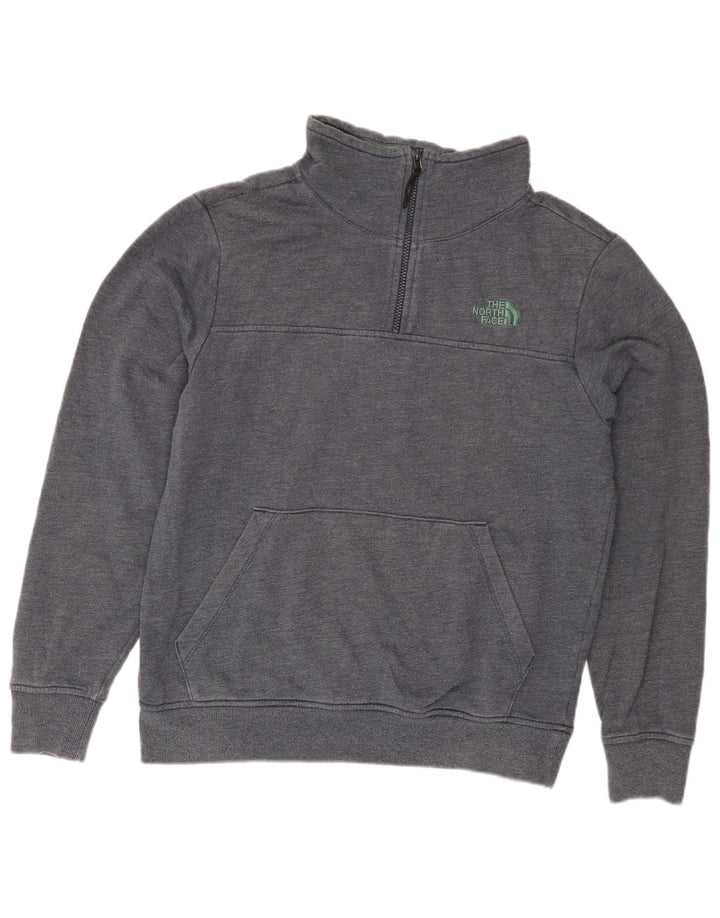 The North Face Herren-Sweatshirt mit Reißverschluss am Hals, mittelgraue Baumwolle