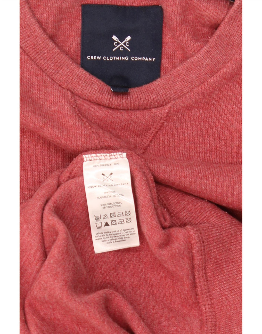 CREW CLOTHING Herren-Pullover mit Rundhalsausschnitt, mittelrote Baumwolle