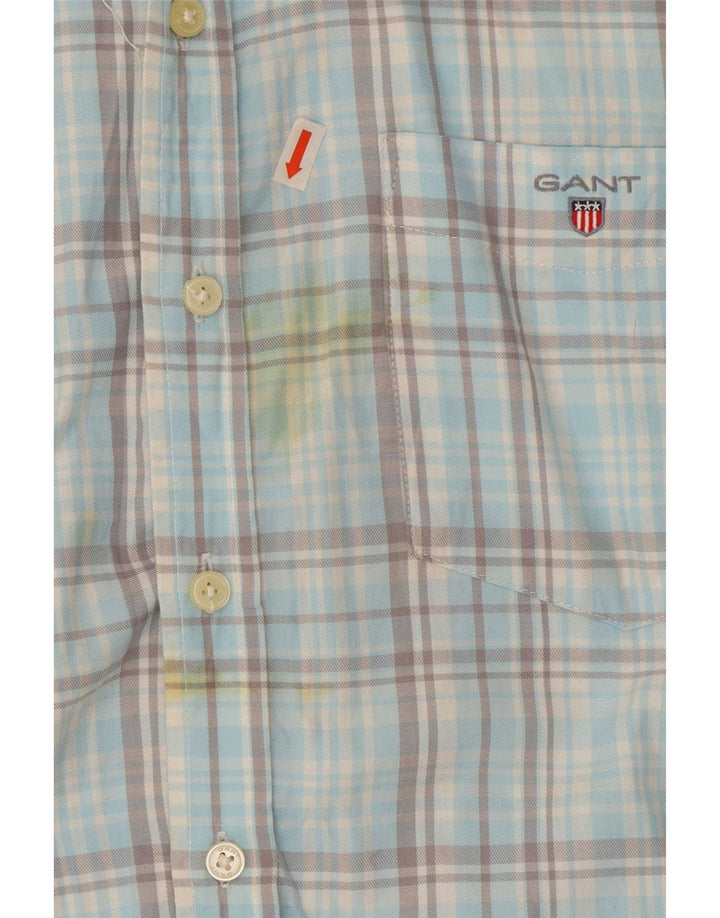 Gant Herrenhemd Größe 36/38 15 1/2 Mittelblau kariert