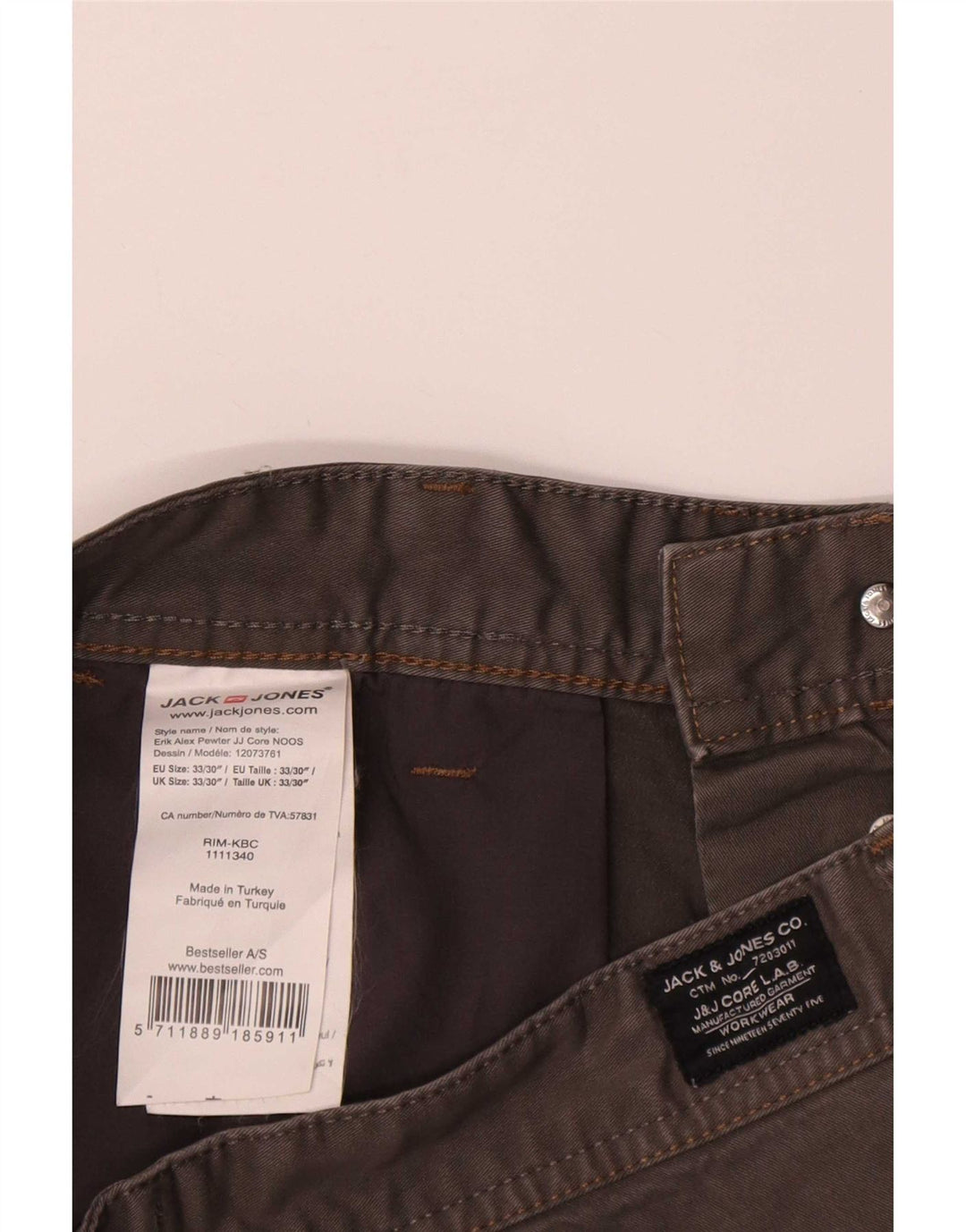 Jack & Jones Herren-Chinoshorts, mittelgroß, W33, graue Baumwolle