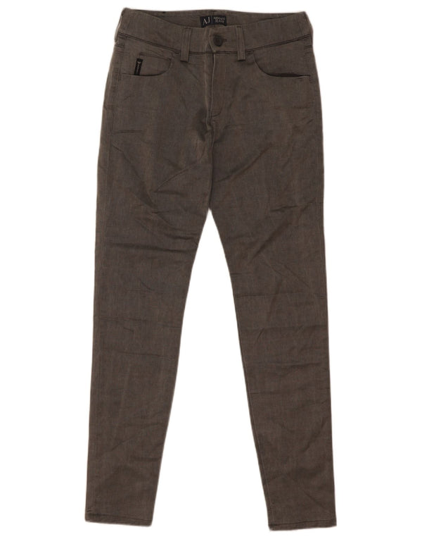 Armani Damen Skinny Freizeithose W25 L29 Graue Baumwolle