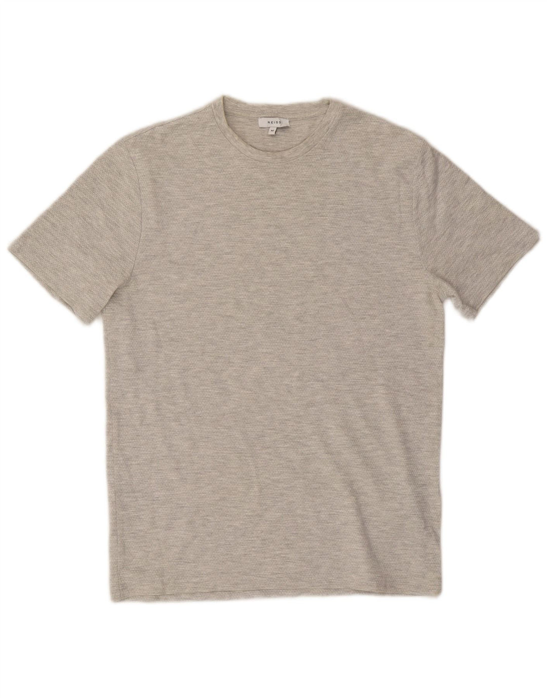 Reiss Herren-T-Shirt-Oberteil aus mittelgrau gesprenkelter Baumwolle