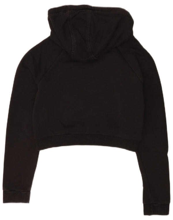 Adidas Damen Graphic Crop Hoodie Pullover UK 8 Small Schwarz Baumwolle