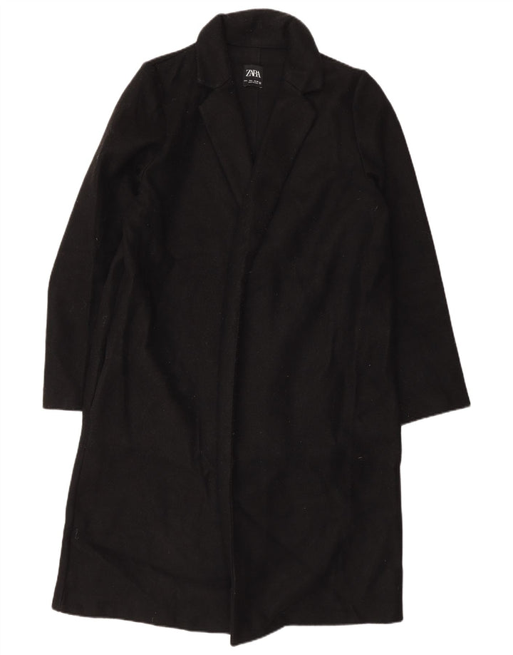 Zara Womens Open Overcoat UK 16 Large Schwarz Polyester
