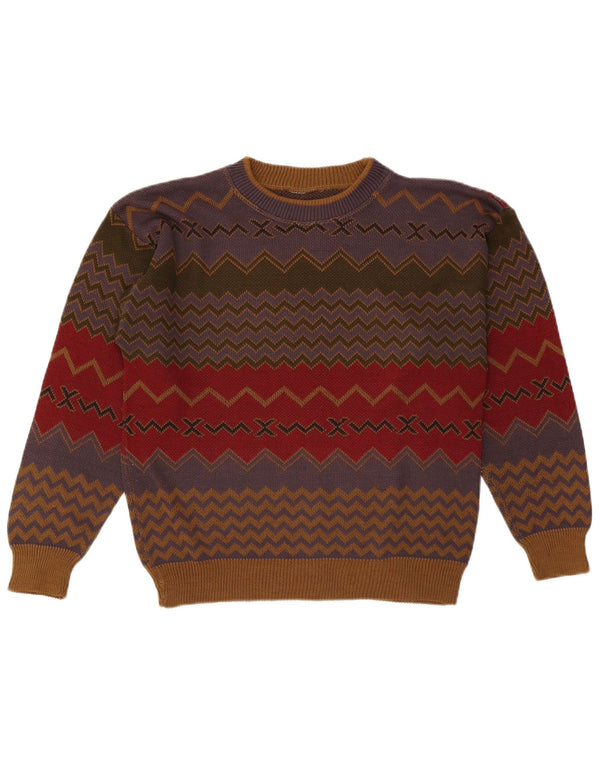 Vintage Herren Pullover mit Rundhalsausschnitt, mittelgroß, mehrfarbig, geometrisch